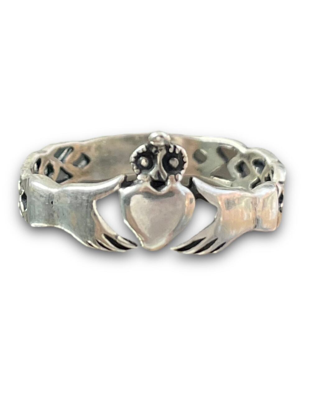 Vintage 925 Sterling Silver Claddaugh Ring sz 5,5